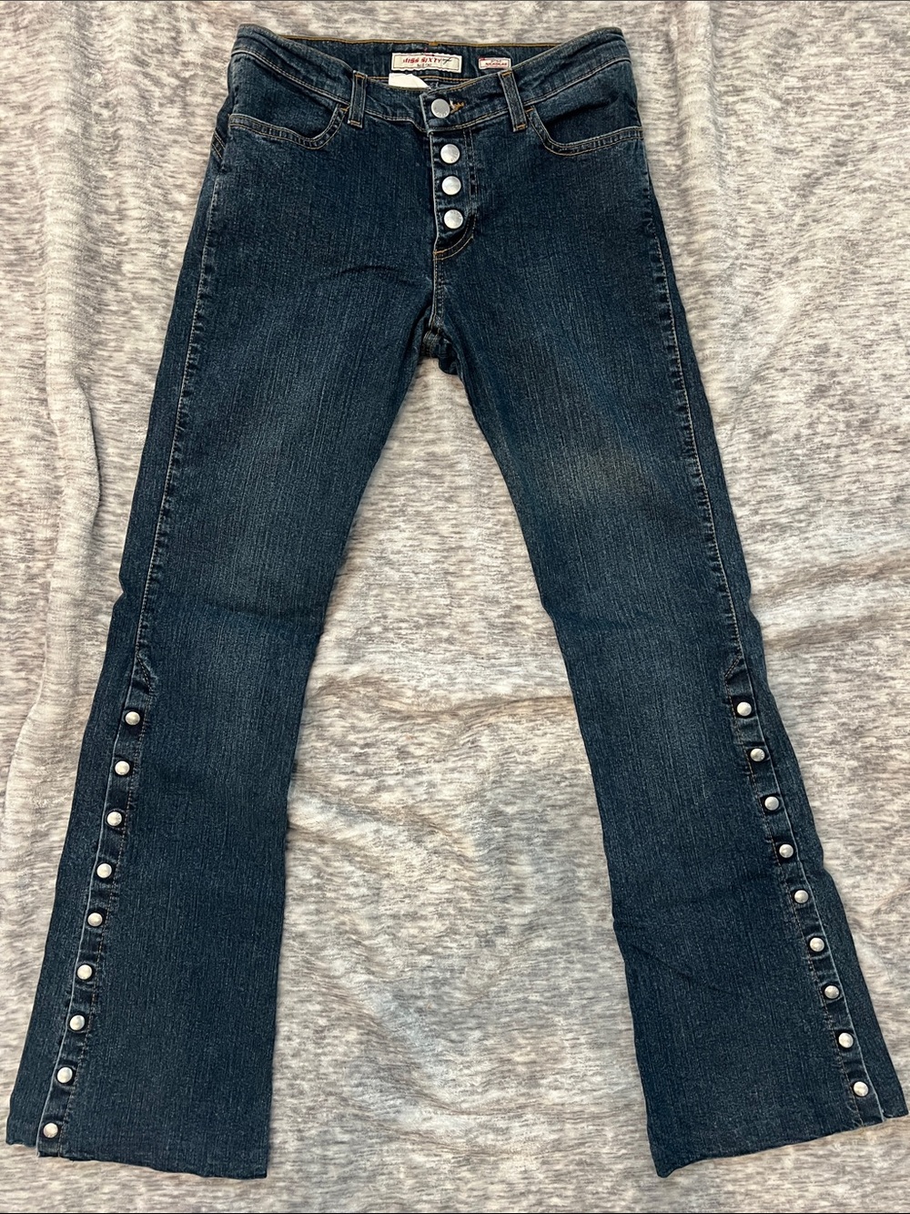 Women’s MISS SIXTY Dark Wash Button-Front Jeans with Side Snap Detail